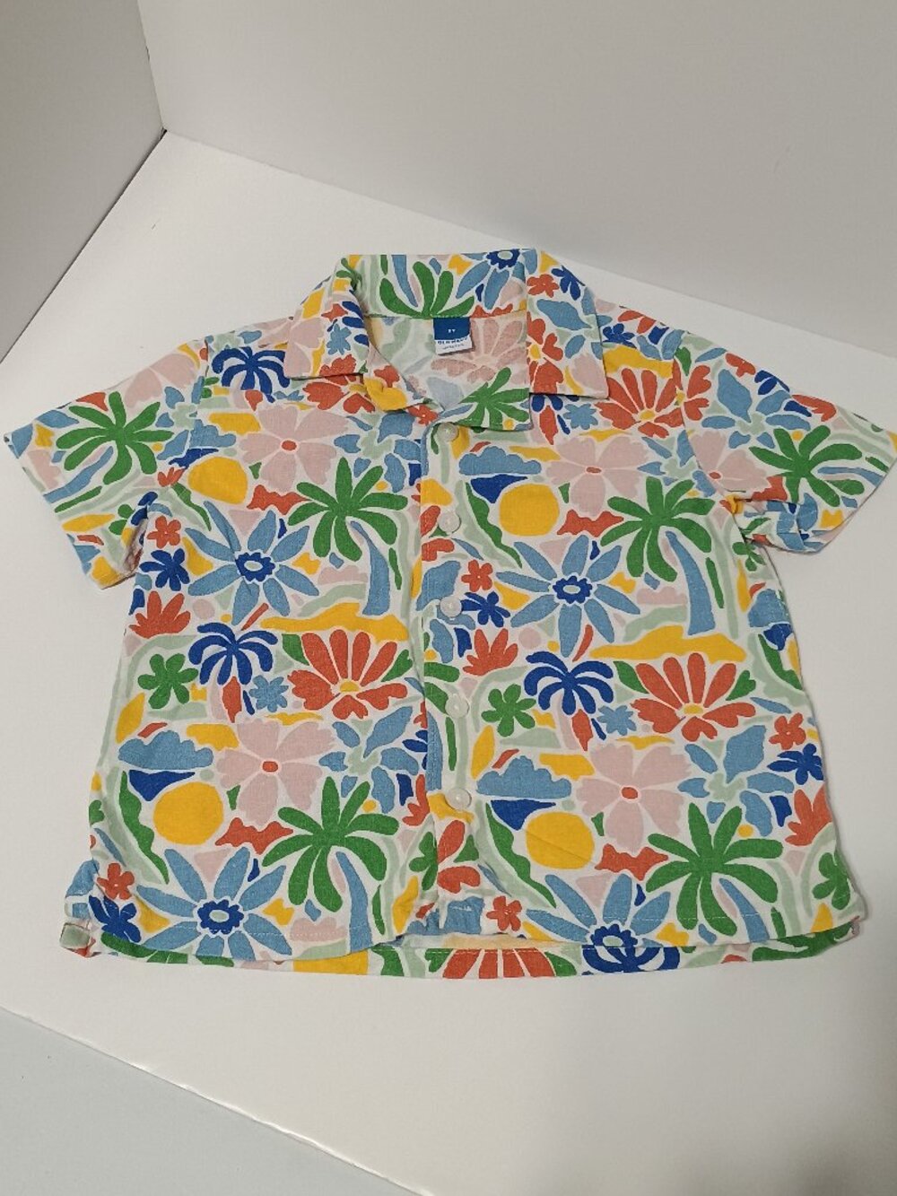 Old Navy Toddler Boys Tropical Floral Button Down Shirt Size 3T